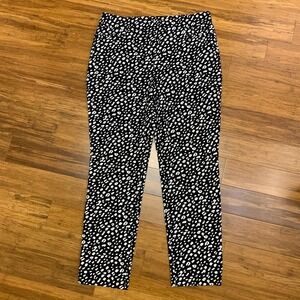 Chico's Pull‎ On Pants Womens Size 8 Black Leopard Print Stretch Casual Career